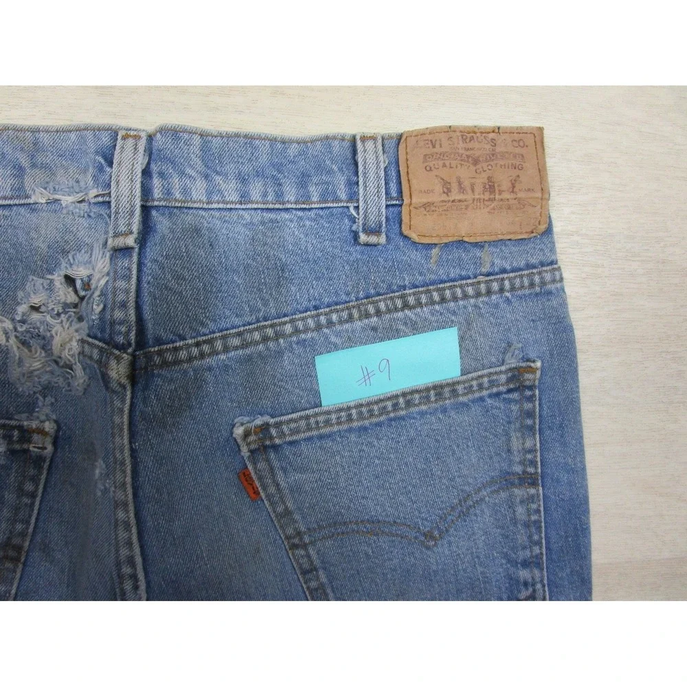 Vintage 80s Levis 517 Jeans Mens 32x30.5 Orange Tab Bootcut Saddleman Distress 9